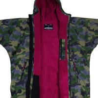 Two Bare Feet Kids Weatherproof Changing Robe & Changing Mat - Green Camo / Raspberry Extra Image 2 Preview